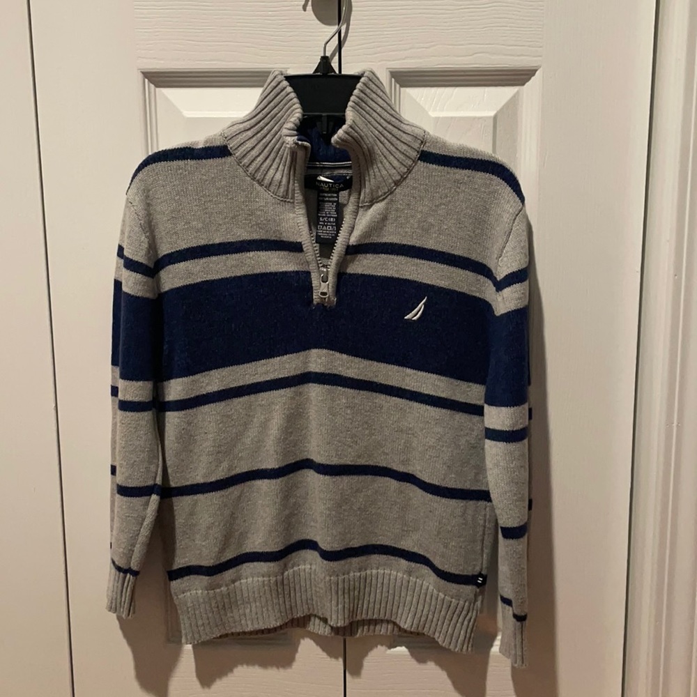 Nautical gray & navy sweater